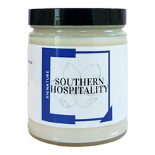 Load image into Gallery viewer, Southern Hospitality- This candle is a just the right amount of peach, green, jasmine, musk, & vanilla.