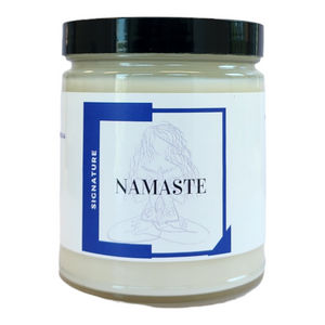Namaste Candle- Bow to your inner love, light and joy with this meditative scent of patchouli, tea tree and sandalwood.