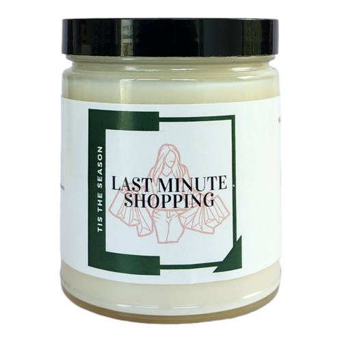 Last Minute Shopping candle- You've been to 6 different stores trying to finish up your Christmas shopping so you can go home. All you wanna do is relax and watch your Hallmark movies with a hot chocolate cocoa bomb but instead you are up to your elbows in bags standing in line sniffing this candle. This candle is a just the right amount of tart cranberries, juicy apples, and spice.