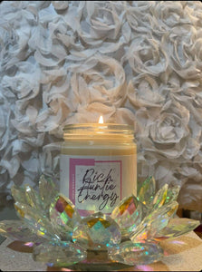 Rich Auntie Energy Candle- This scent is rich is a classy mix of peach, rose water, jasmine & sandalwood.